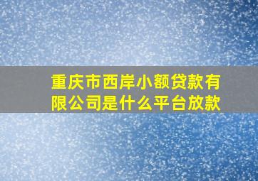 重庆市西岸小额贷款有限公司是什么平台放款