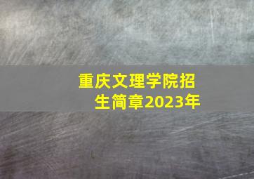 重庆文理学院招生简章2023年