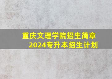 重庆文理学院招生简章2024专升本招生计划