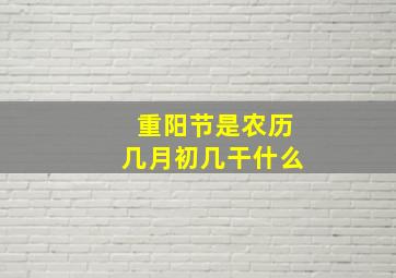 重阳节是农历几月初几干什么