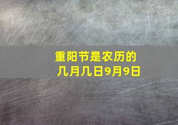 重阳节是农历的几月几日9月9日