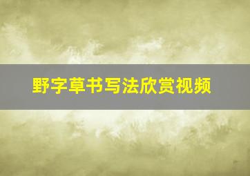 野字草书写法欣赏视频