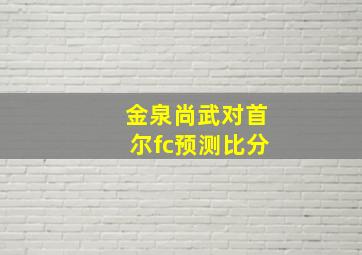 金泉尚武对首尔fc预测比分