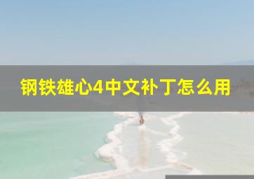 钢铁雄心4中文补丁怎么用