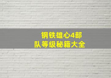 钢铁雄心4部队等级秘籍大全