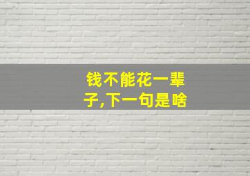 钱不能花一辈子,下一句是啥