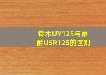 铃木UY125与豪爵USR125的区别