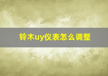 铃木uy仪表怎么调整