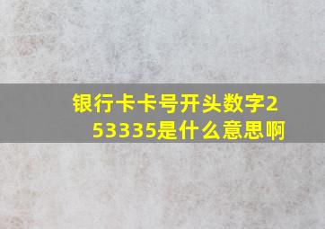 银行卡卡号开头数字253335是什么意思啊