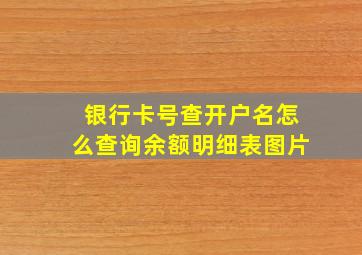 银行卡号查开户名怎么查询余额明细表图片