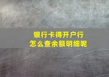 银行卡得开户行怎么查余额明细呢