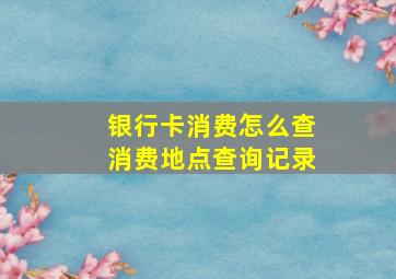 银行卡消费怎么查消费地点查询记录