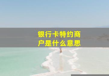 银行卡特约商户是什么意思