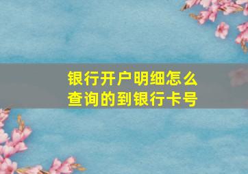 银行开户明细怎么查询的到银行卡号