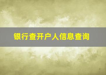 银行查开户人信息查询