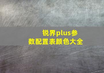 锐界plus参数配置表颜色大全