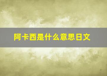 阿卡西是什么意思日文