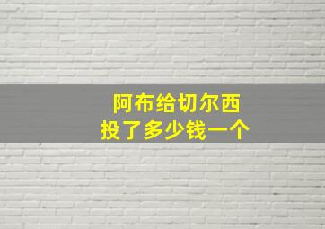 阿布给切尔西投了多少钱一个