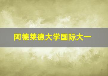 阿德莱德大学国际大一