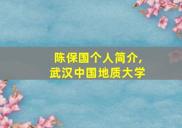 陈保国个人简介,武汉中国地质大学