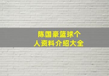 陈国豪篮球个人资料介绍大全