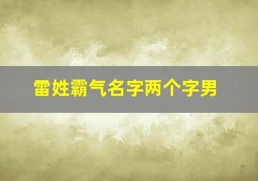 雷姓霸气名字两个字男