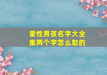 雷性男孩名字大全集两个字怎么取的