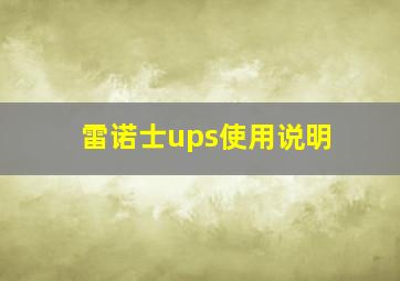 雷诺士ups使用说明