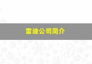 雷迪公司简介