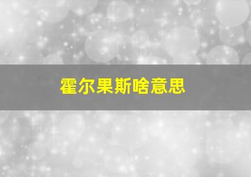 霍尔果斯啥意思