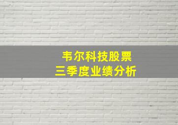 韦尔科技股票三季度业绩分析