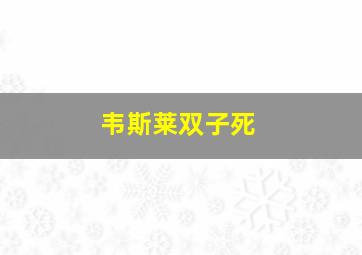 韦斯莱双子死