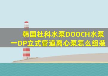 韩国杜科水泵DOOCH水泵一DP立式管道离心泵怎么组装