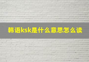 韩语ksk是什么意思怎么读