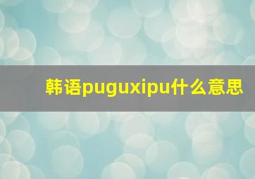 韩语puguxipu什么意思