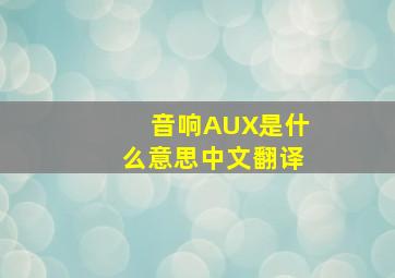 音响AUX是什么意思中文翻译