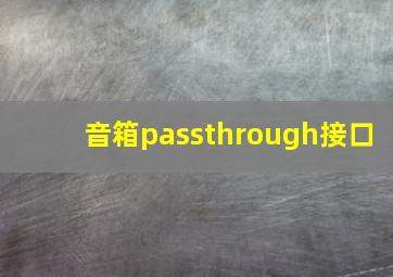 音箱passthrough接口