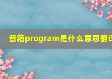 音箱program是什么意思翻译