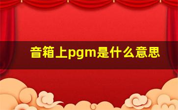 音箱上pgm是什么意思