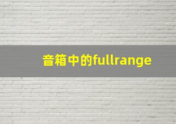 音箱中的fullrange