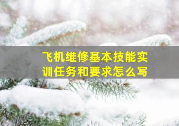 飞机维修基本技能实训任务和要求怎么写