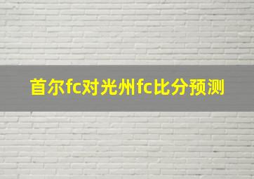 首尔fc对光州fc比分预测