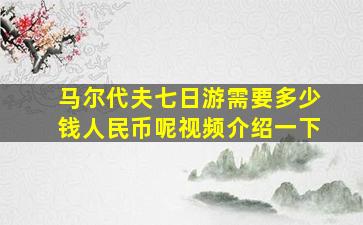 马尔代夫七日游需要多少钱人民币呢视频介绍一下