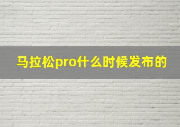 马拉松pro什么时候发布的