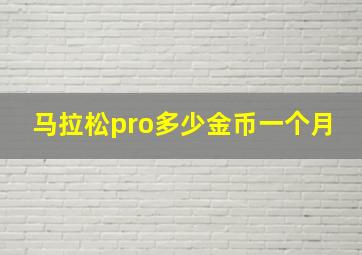 马拉松pro多少金币一个月