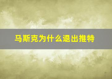 马斯克为什么退出推特