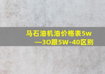 马石油机油价格表5w―3O跟5W-40区别