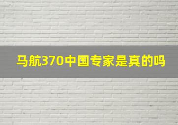 马航370中国专家是真的吗