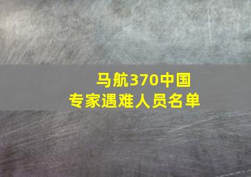 马航370中国专家遇难人员名单