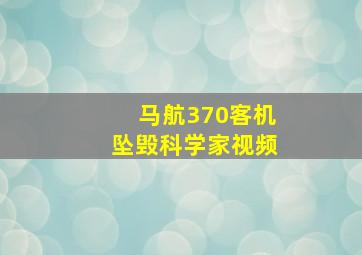 马航370客机坠毁科学家视频